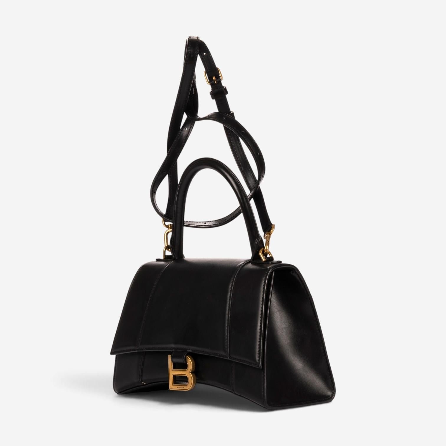 bagimg-0080-DM_20260817213521_001 Balenciaga Small Hourglass Black Calfskin Leather Handbag - Image 1