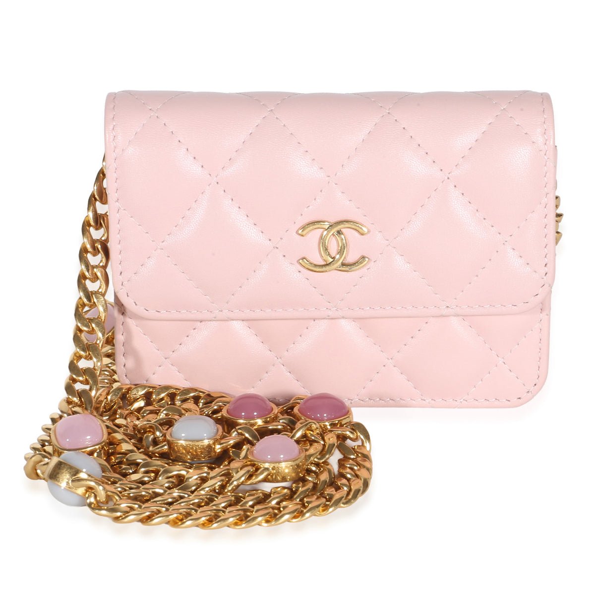 bagimg-0102-DM_20260814194846_001 Chanel — Light Pink Quilted Lambskin Jeweled Mini Wallet On Chain - Image 1