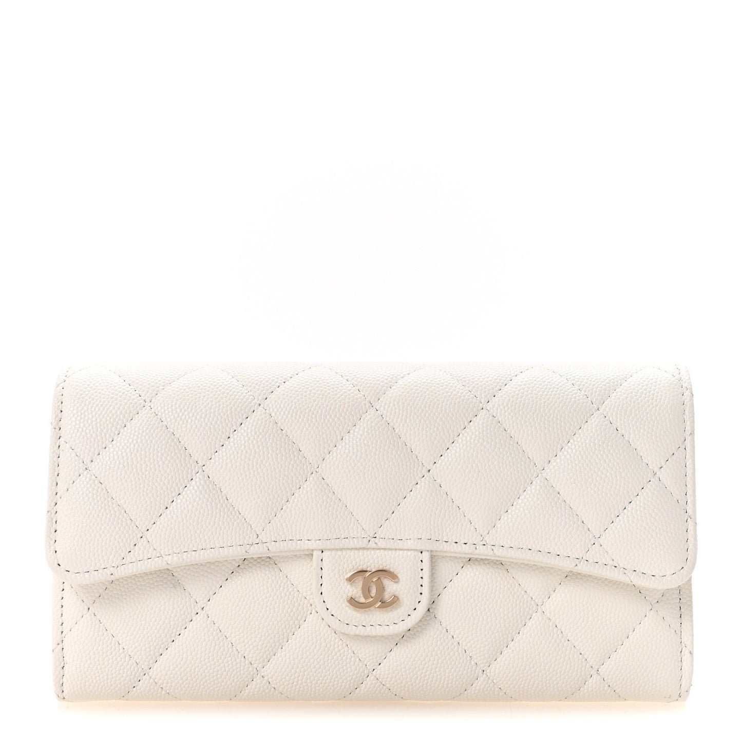 bagimg-0111-DM_20260817134920_001 Chanel — Caviar Quilted Large Gusset Flap Wallet White - Image 1