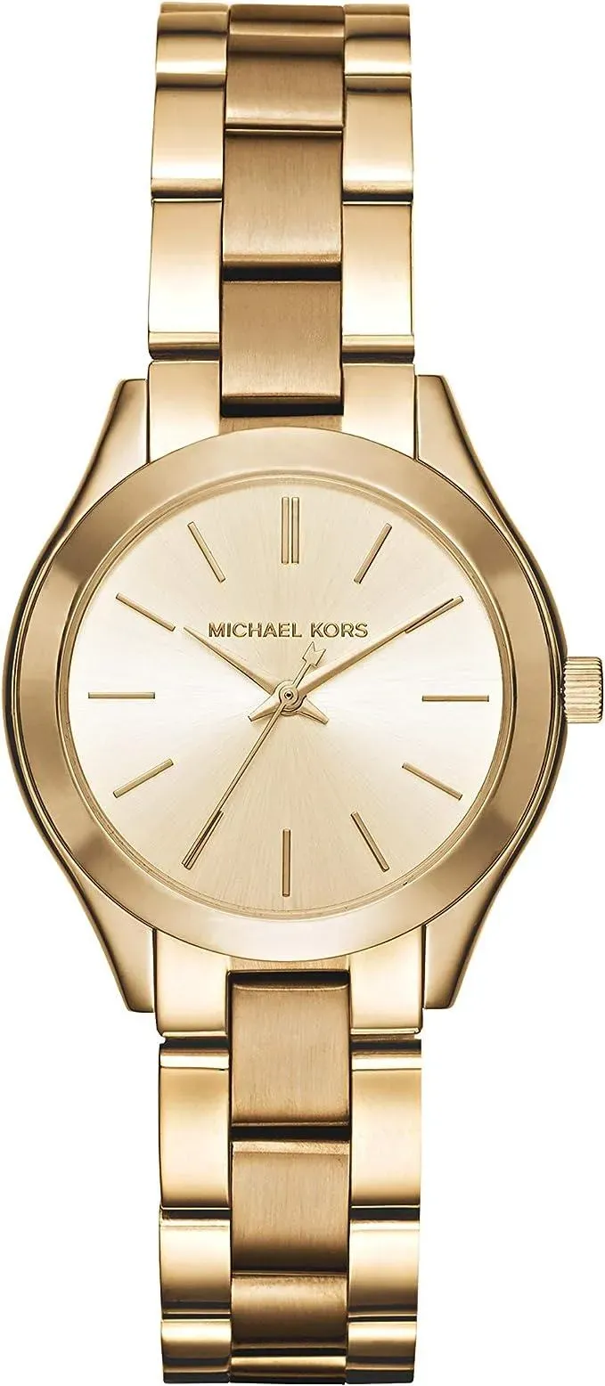 perfume-b9f569a5b5f7 迈克高仕 — Michael Kors Mini Slim Runway Goldtone Three-Hand Watch - Image 1
